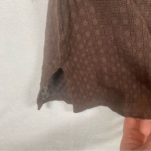 St John's Bay Brown Open Knit V-Neck Swim Cover W/Front Tie Size Large - Picture 8 of 11